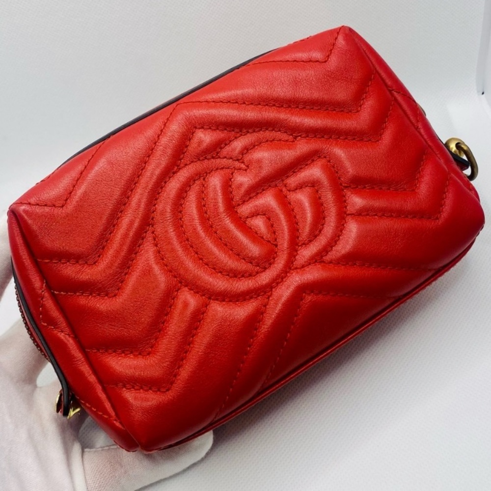 /traded/💯 Gucci Marmont Calfskin Matelasse GG Marmont Case in Hibiscus Red - Picture 13 of 16